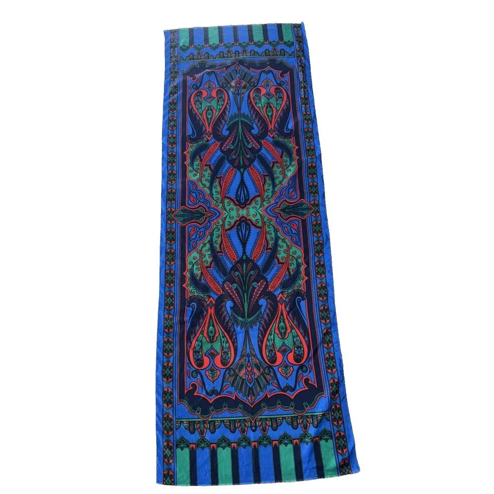 Gim Renoir Italian Paisley Baroque Print Scarf Long Rectangle Wrap 67x24 Italy